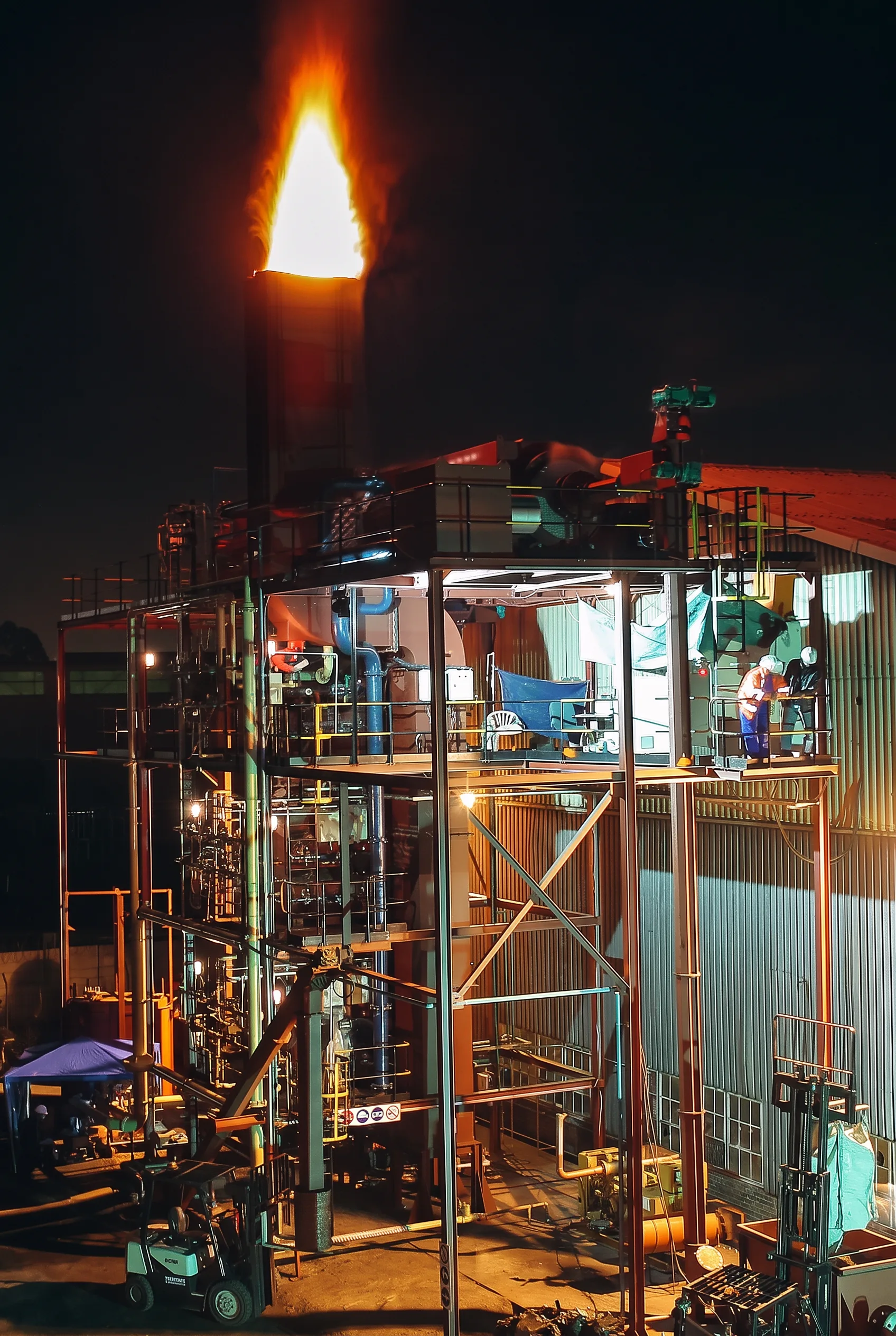 PTE Flash Pyrolysis plant operating at night